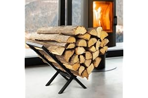 EALPVIS Firewood Rack Holder Outdoor: Heavy Duty Firewood Holder Stand - Wrought Iron Wood Holder Log Rack for Fire Wood Storage