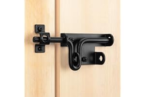 YONSIN Slide Bolt Gate Latch Heavy Duty for Wooden Fence, Sliding Bolt Gate Latch Door Lock Hardware with Padlock Hole, Door Latch for Wooden Gate, Vinyl Fence, Barn, Shed, Black