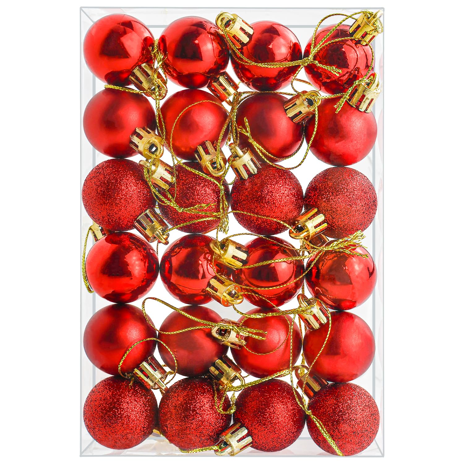 24 Pieces 30 mm Christmas Balls Decorations Shatterproof Xmas Tree Baubles Mini Hanging Balls for Christmas Tree Holiday Wedding Party Ornaments, Red โ image 1