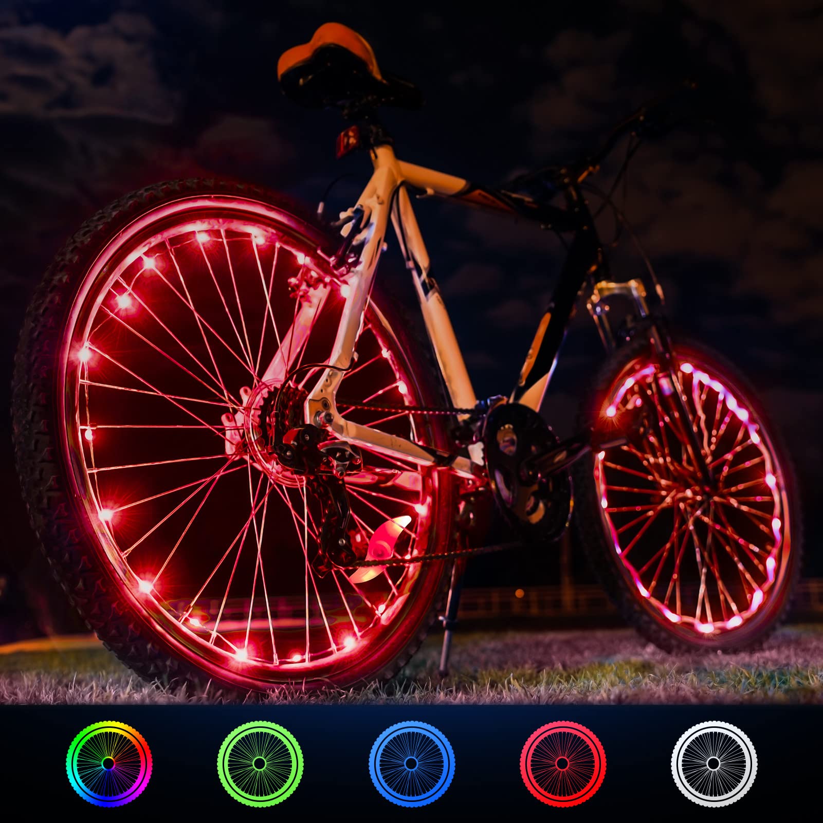 EUCOCO 8 9 10 11 12 Year Old Girl Gifts, Bicycle Wheel Lights Camping Accessories Girls Birthday Presents for 8-13 Year Olds Boys Toys Age 8-14 Easter Gifts for Kids Led Strip Light Exercise Bike Red