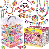 Funtopia Pop Beads, 700+ Pcs Arts and Crafts for Kids 4-6, Snap Beads DIY Bracelet Necklace Ring Anklet Set, Birthday Party C