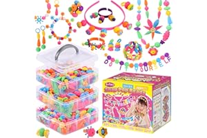 Funtopia Pop Beads, 700+ Pcs Arts and Crafts for Kids 4-6, Snap Beads DIY Bracelet Necklace Ring Anklet Set, Birthday Party Creativity Toys for Girls Toddlers Ages 3 4 5 6 (X-Large)