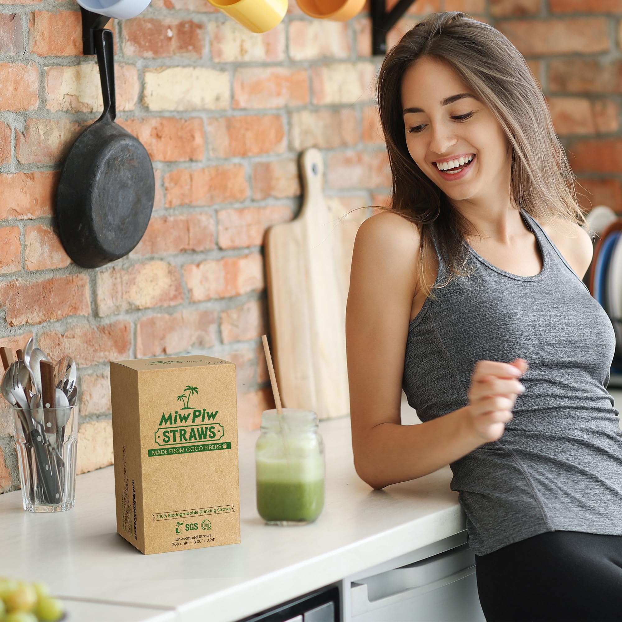 Miw Piw Biodegradable Coconut Straws - 200 Pieces Disposable, Plastic Free, Ecofriendly Coco Fiber Drinking Straws Bulk for Cold and Hot Beverages, Cocktail and Restaurant - Image 6