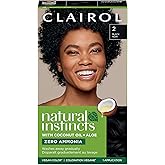 Clairol Natural Instincts Demi-Permanent Hair Dye, 2 Black | 1 Pack | Ammonia‑Free, Vegan Hair Color with Coconut Oil &amp; Aloe Vera