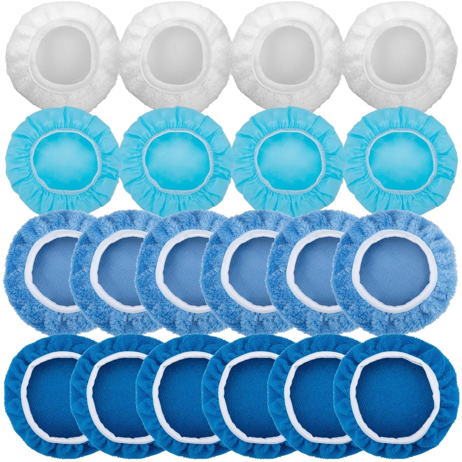 Photo 1 of 20PCS Car Orbital Buffer Polisher Pad Bonnet Set, 5-6 Inch Polishing Buffing Pads Bonnet Buffing Pad Cover, Microfiber Buffer Pads, Polisher Pads, Car Accessories for Polishing, Waxing and Cleaning