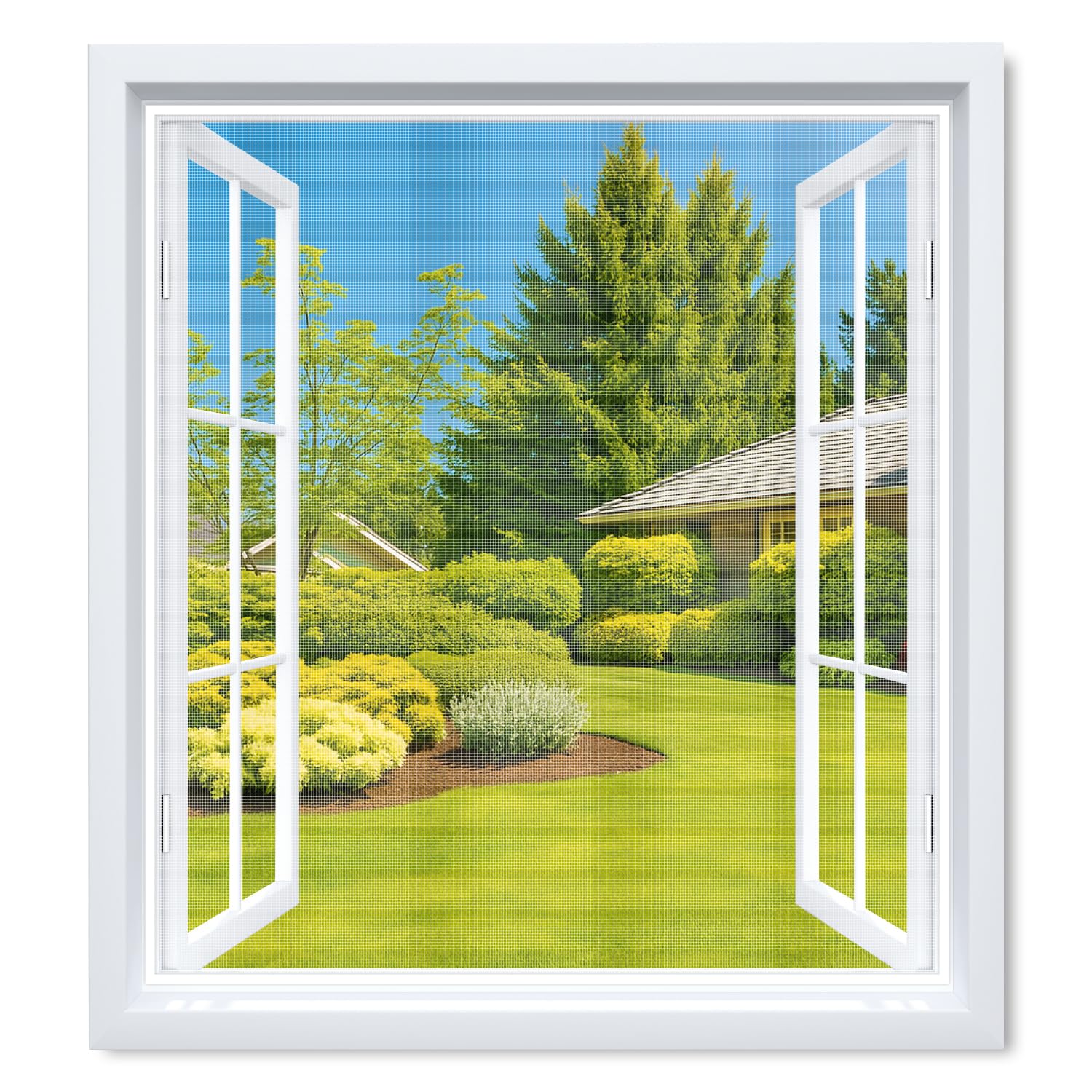 MYCARBON DIY Window Fly Screen, Adjustable Window Screen 2 pieces 150 x 180cm -Fits Any Smaller Size, Adhesive Window Mosquito Net to Keep Bugs Out, Quick Installation