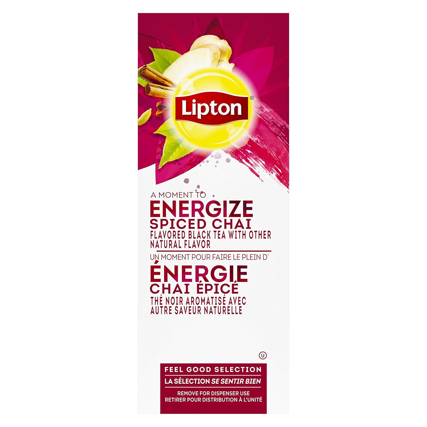 Lipton Spiced Chai Enveloped Hot Tea Bags Made with Tea Leaves Sourced from Rainforest Alliance Certified Farms, 28 count, Pack of 6