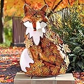 Euiroet 10" Metal Cute Fox Garden Accent, Whimsical Fox Lover Ornament, Real Metal Sculpture Decor, Funny Animal Outdoor Statue, Unique Decorative Lawn Fox Figurine Gift