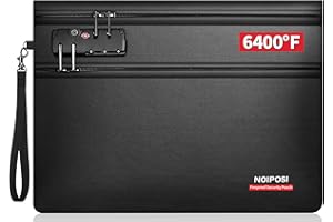 Noiposi 6400℉ Fireproof Document Bag with Lock,Dual-Zip Compartments Fireproof Money Bag for Cash & Documents,12 Layers Heat 