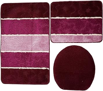 Orion Badgarnitur 3 Tlg Set 60x100 Cm Mehrfarbig Gestreift Wc Vorleger Ohne Ausschnitt Fur Hange Wc Bordeaux Rosa Flieder Amazon De Kuche Haushalt