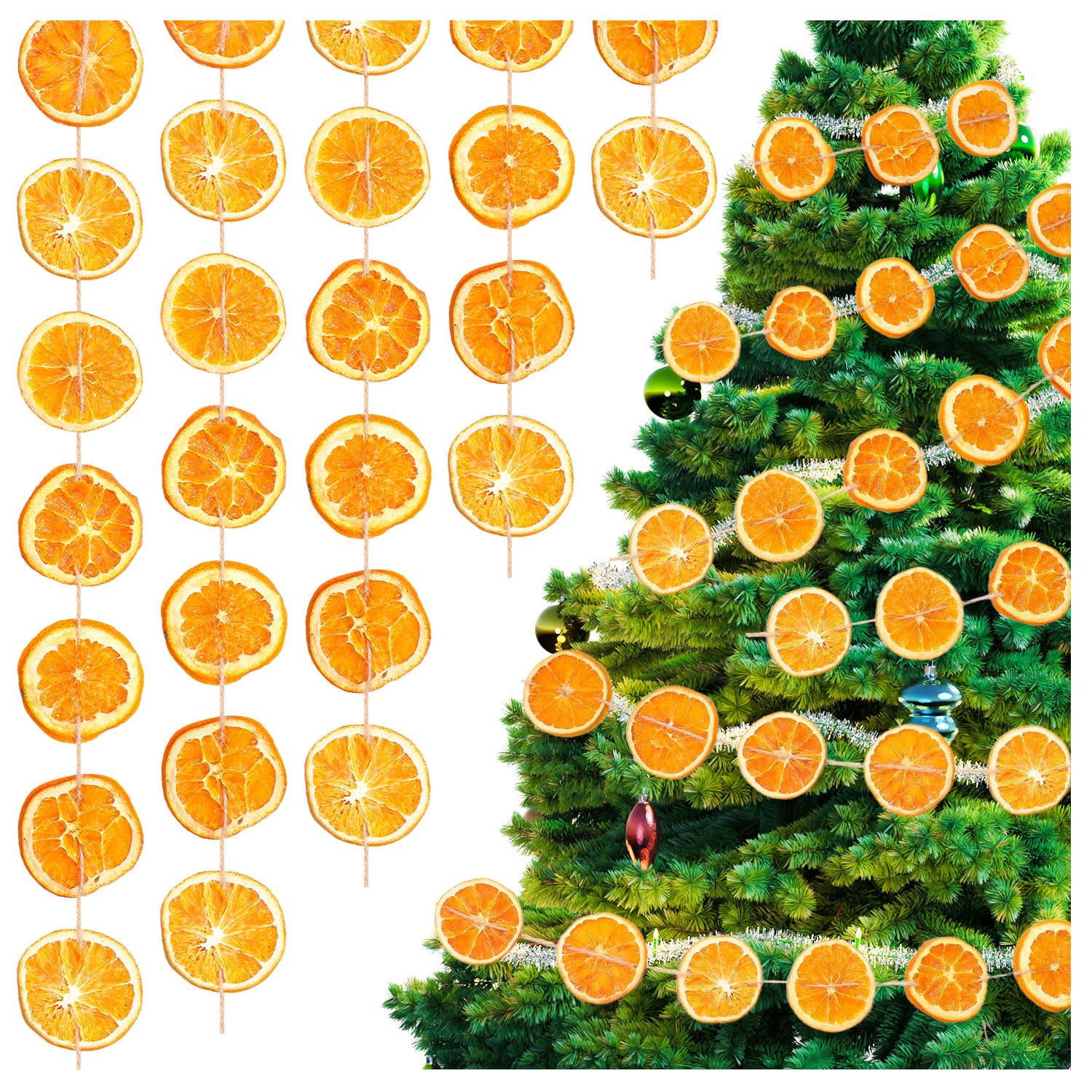 Photo 1 of 10 Ft Dried Orange Slice Garland Natural Orange Christmas Garland for Tree Decor Holiday Mantle Fireplace Home Festive Decoration
