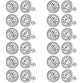 Bonuci 12 Pairs 15 mm Dance Competition Earrings Rhinestone Earring Round Silver Crystal Stud Jewelry for Performance Wedding