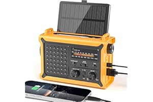 MESQOOL Weather Radios Portable AM FM NOAA Alert with Battery Backup 12000mAh 44400mWh, Fast Solar Power, Emergency Radio Hand Crank Flashlight, Reading Lamp SOS for Home Outdoor Camping