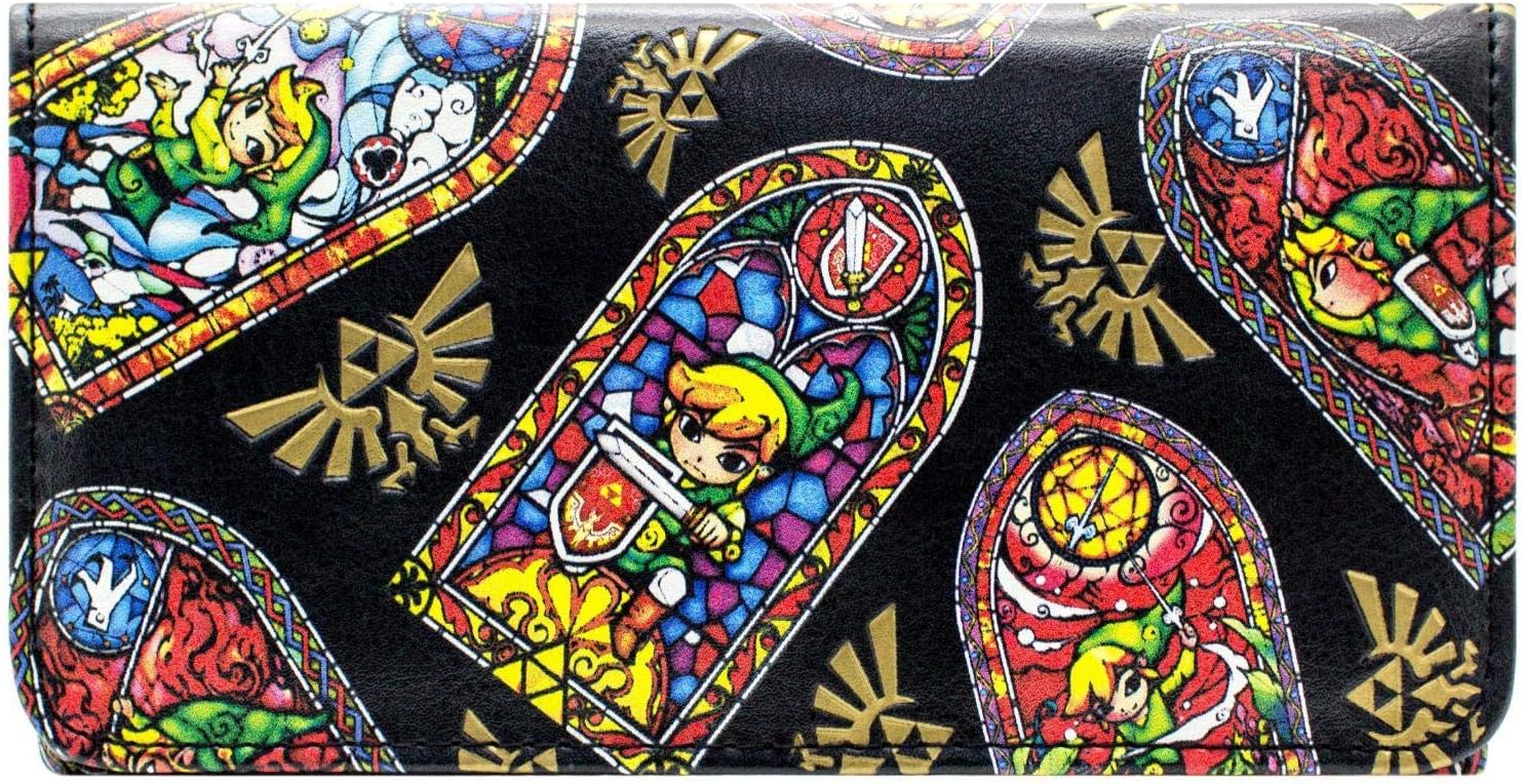 The Legend of Zelda Wind Waker Stained Glass Purse Tri-Fold ID & Card Holder, Black - Image 3