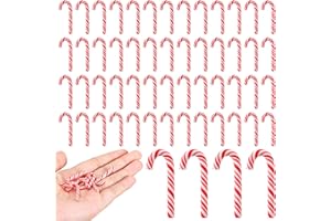 Giegxin 60 Pcs Christmas Mini Candy Canes for Crafts Plastic Candy Cane Ornaments Charms Decor Christmas Miniatures for Craft for Tree Hanging DIY Xmas(Red and White)