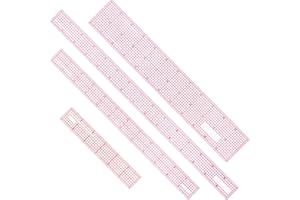 Pelopy 4 Pieces Clear Plastic Ruler Grid Transparent Ruler Plastic Straight Measuring Tool Set for Clothes Design Sewing(6 Inches, 12 Inches, 15 Inches,B50 B60 B70 B-80)