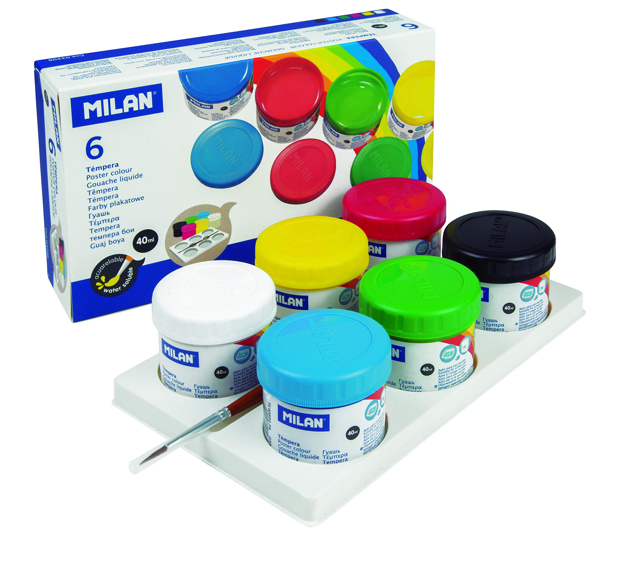Milan Caja 6 botes 40ml de témpera colores surtidos