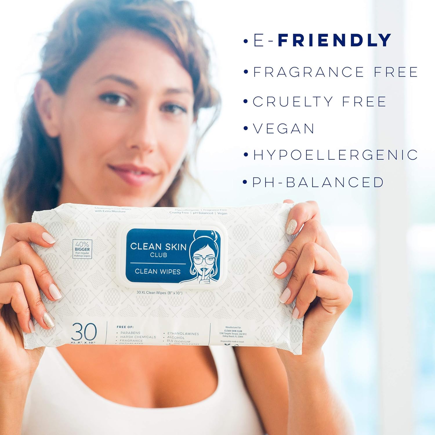 Clean Skin Club - XL Bacteria Free Clean Wipes | Extra Moist Makeup Removing Towelettes | 30 Count | Facial Cleansing Cloth | Cruelty Free & Vegan | Fragrance Free | NO Alcohol or Chemicals | GMO & Paraben Free: Beauty