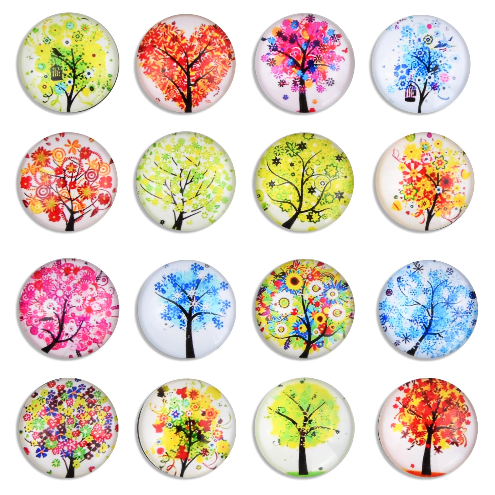 16Pcs Life Tree Glass Fridge Magnet Set - Decorative Refrigerator Magnets for Whiteboard,Office,Classroom - Funny Fridge Magnets,Kitchen Cute Magnets,Locker Magnets - Home Decoration,Arts Crafts