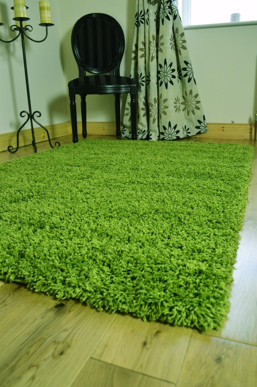 *5 SIZES* SMALL XX LARGE THICK PLAIN GREEN SOFT SHAGGY PILE RUG