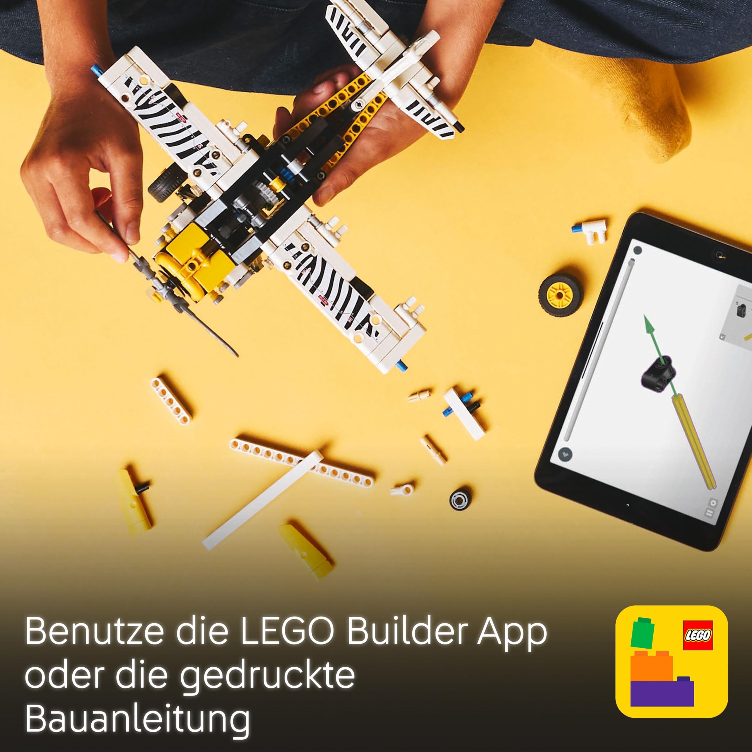 LEGO Technic Propellerflugzeug, Baubares Flugzeug Spielzeug für Kinder, Geschenk für Jungen und Mädchen ab 8 Jahren, Modellflugzeug mit drehendem Propeller und 4-Zylinderkolbenmotor 42198 6