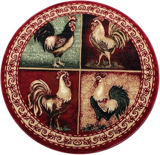 Amazon Com Rooster Style Round Area Rug Design L 379 5 Feet 5