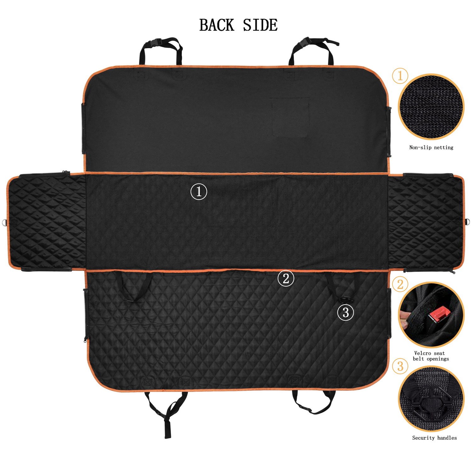 Pet Seat for Car Dog Seat Cover Waterproof Hammock Pet Seat Covers Heavy Duty & Waterproof with Side flaps 53.5\'\'X57\'\' Black