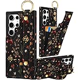 Petitian for Samsung Galaxy S24 Ultra Case with Wallet - Women Girls Cute Girly Aesthetic Unique Design with Leather Credit Card Holder Cardholder Stand Wristband for S24 Ultra, Grow Flower