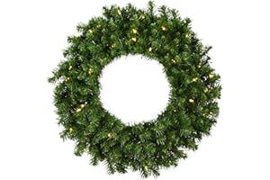 Vickerman 30" Douglas Fir Wreath - 50 Warm White Italian LED Wide Angle Lights - Faux Holiday Wreath - Indoor and Outdoor Wreath- Reliable and Durable