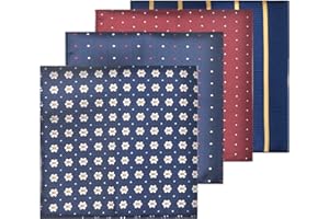Dokpav 4 Pcs Pocket Square Handkerchiefs, Men's Handkerchiefs Vintage Assorted Polyester Silk Hankies for Formal Wear Classic