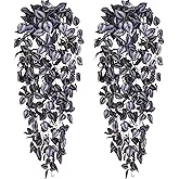 BLEUM CADE Fake Hanging Plants, 2pcs Artificial Hanging Plant, Faux Deep Purple Vines Hanging Plant for Wall Home Living Room Indoor Outdoor Halloween Decor (No Baskets)