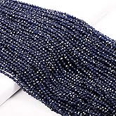 Synthetic Sapphire Beads Artificial Faceted Small Round Loose Beads 2mm 15 inch (3 Strands) for Jewelry Making Charms Necklace Bracelet