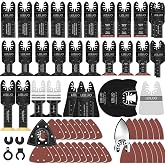LEILUO 158Pcs Multitool Blades Kit, Oscillating Tool Blades &amp; Saw Blades | Multi Tool Blades &amp; Accessories Set, Cut &amp; Sand Wood Metal Nails, Compatible with DeWalt Makita Milwaukee Dremel &amp; More