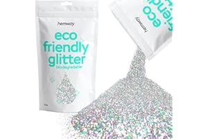 Hemway Eco Friendly Biodegradable Glitter 100g / 3.5oz Bio Cosmetic Safe Sparkle Vegan For Face, Eyeshadow, Body, Hair, Nail And Festival Makeup, Craft - Fine (1/64" 0.015" 0.4mm) - Silver Holographic