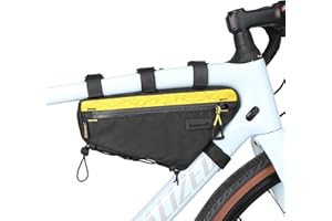 Rhinowalk Bike Triangle Frame Bag 1.7L, Waterproof Tool & Gear Bag with YKK Zippers, Cable Port & Pump Holder, Slim Fit – Bla