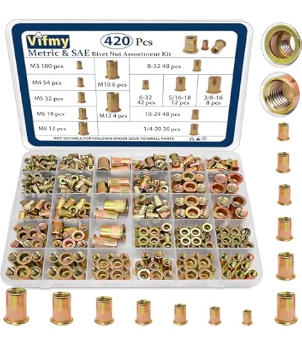 Kit D'outils Pour écrous à Rivets (rivnuts) Filetés SAE - Jeu De 15 Pièces Avec Clé, En Acier Zingué, Neuf
