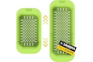MUELLER AUSTRIA Janska 3-in-1 Adjustable Over The Sink Colander, 30% Heavier Duty, Sink Strainer, Rinse - Drain - Dry, European Made, Non BPA, Extendable, Heat Resistant (7.8" W x 13.5-19.3" L x 3.3" H), Teal
