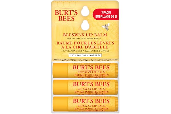 Burt's Bees 100% Natural Origin Moisturizing Lip Balm for Dry Chapped Lips, Get Soft and Hydrated Lips - Pack of 3 - Original
