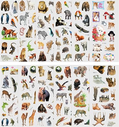 Vicloon 3D Stickers for Kids 12Pcs Puffy Animal Stickers 3D PVC