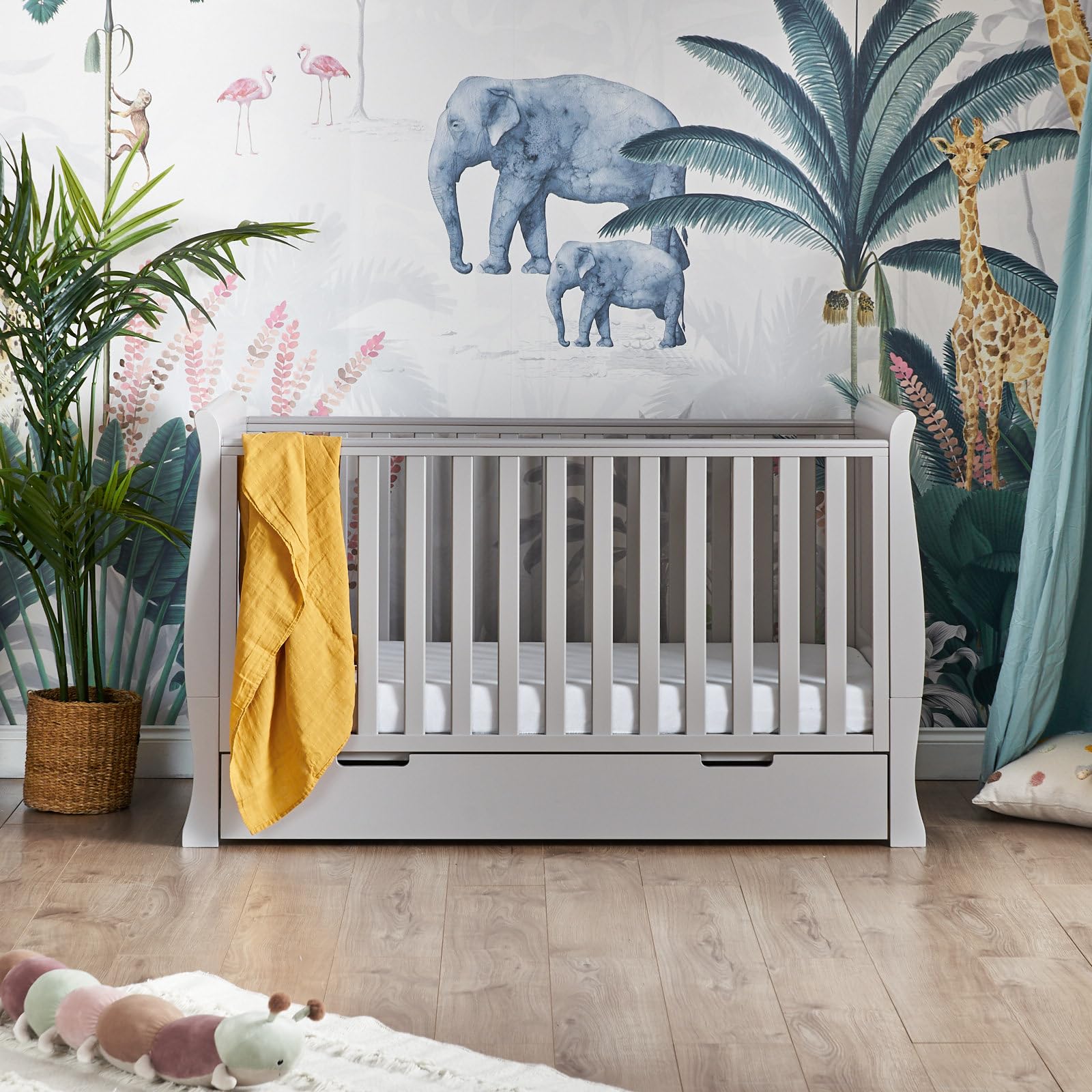 Obaby Stamford Classic Sleigh Cot Bed, Warm Grey