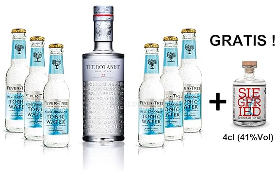 Gin Tonic Set - The Botanist Islay Dry Gin 0,7l 700ml (46% Vol) + 6x Fever Tree Mediterranean Tonic Water 200ml inkl. Pfand M