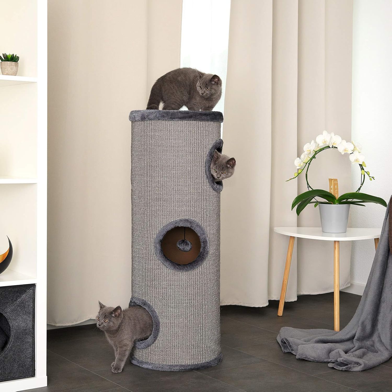 dibea KT00932 Cat Scratching Barrel, Scratching Tree for Cats Height 100 cm, Choice of Colours, grey, 100 cm Höhe - Image 3