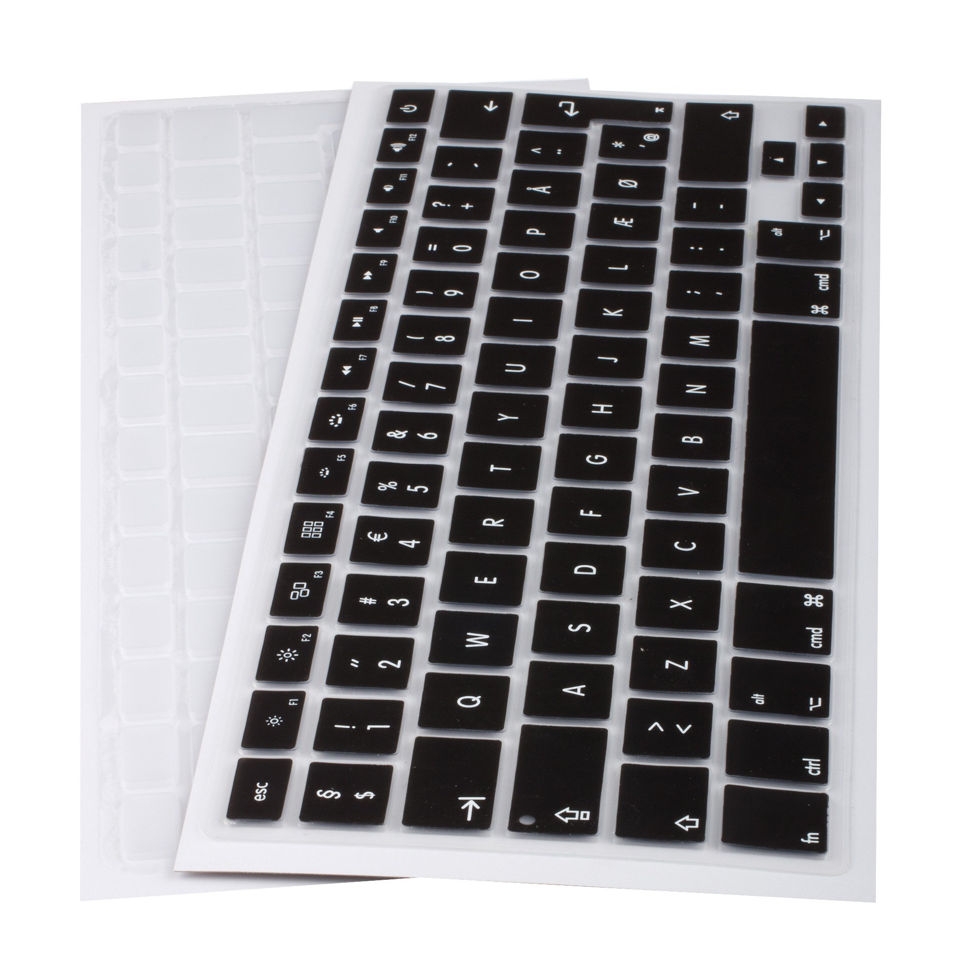 Lilware Silicone Keyboard covers for MacBook Pro 13/15 / 17 (Release 2015 year) QWERTY (Danish layout) Black/Transparent