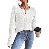 RICHSTORY Womens Sweaters Casual Drop Shoulder Long Sleeve V Neck Pullover Tops Trendy Fall Fashion Clothes 2025