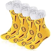 Foaincore 2 Pairs Softball Baseball Slipper Sock Fleece Lined Winter Fuzzy Thermal Socks Non Slip Christmas Party Gifts