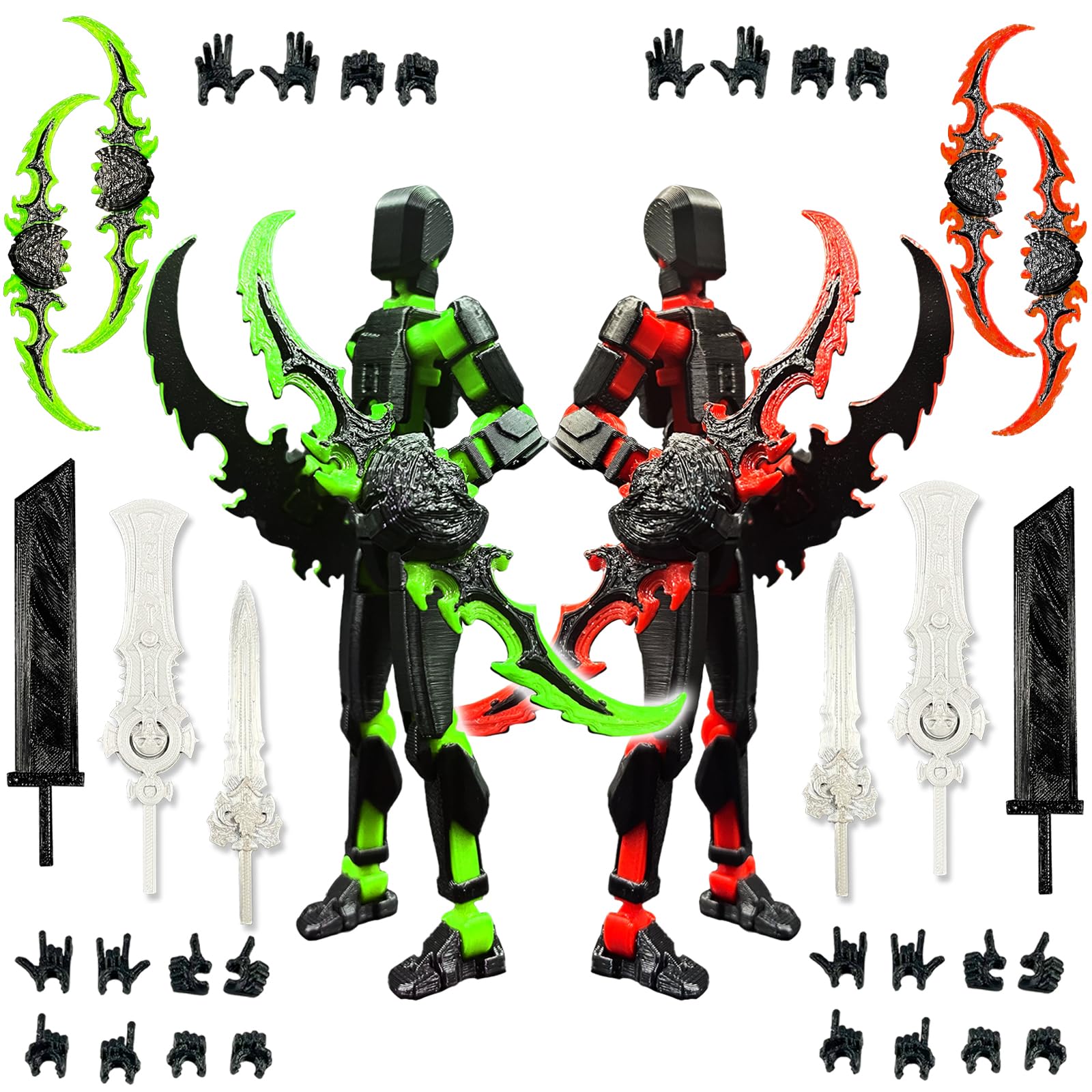 Photo 1 of T13 New Action Figure Set (Assembly Completed), 3D Printed Multi-Jointed Movable Titan 13 Dummy Lucky 13 Mobile Robot, Nova 13 Action Figures Desktop Decorations for Game Lovers Toy (Black Red Green?