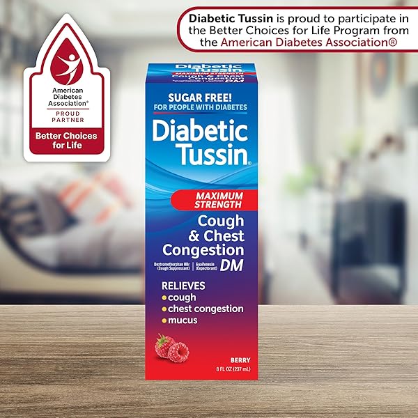 DIABETIC TUSSIN DM MAX STRENGTH COUGH & CHEST CONGESTION RELIEF, SAFE FOR DIABETICS, BERRY FLAVORED, 8 FL OZ. (PACK OF 1)