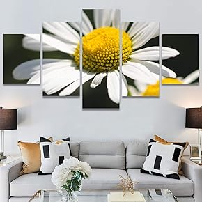 SIGNWIN 5 Panel Canvas Wall Art White Fields...