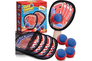 ELLINJAN 4 Packs Catch Ball Game Set, Baseball Training Glove, Outdoor Toys, Summer Beach Pool Yard Backyard Lawn Camping Sports Play Toy Games for Toddlers Kids Teens Adults Family Game, Fun Ideal Gifts