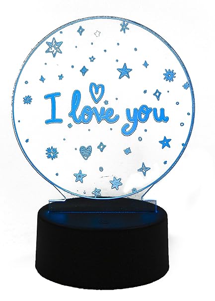 Avighna Romantic Acrylic and ABS Valentine Heart Shape 3D LED Illusion USB Light (7 Colors Changeable, Standard Size)